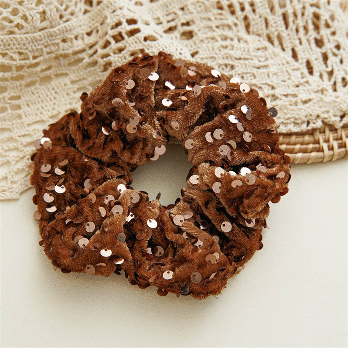 WOMEN SIMPLE SEQUINED HAIR TIE_CWAHA0789