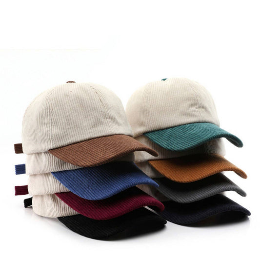 SOLID COLOR PLAIN CORDUROY COLORBLOCKED CAP_CWAH2809