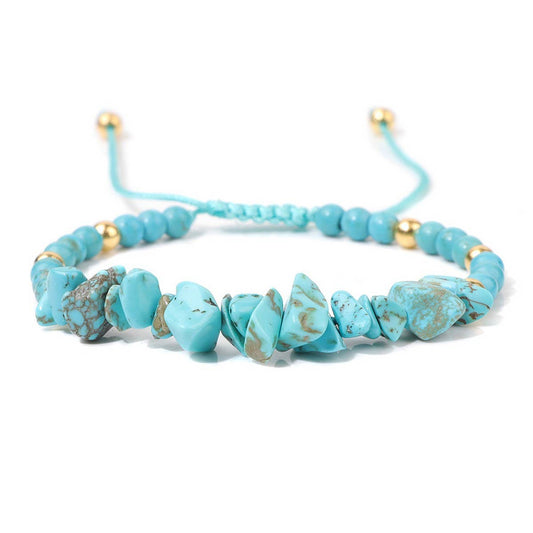 CWAJE4216_NATURAL STONE BEADS BRAIDED GRAVEL BRACELET