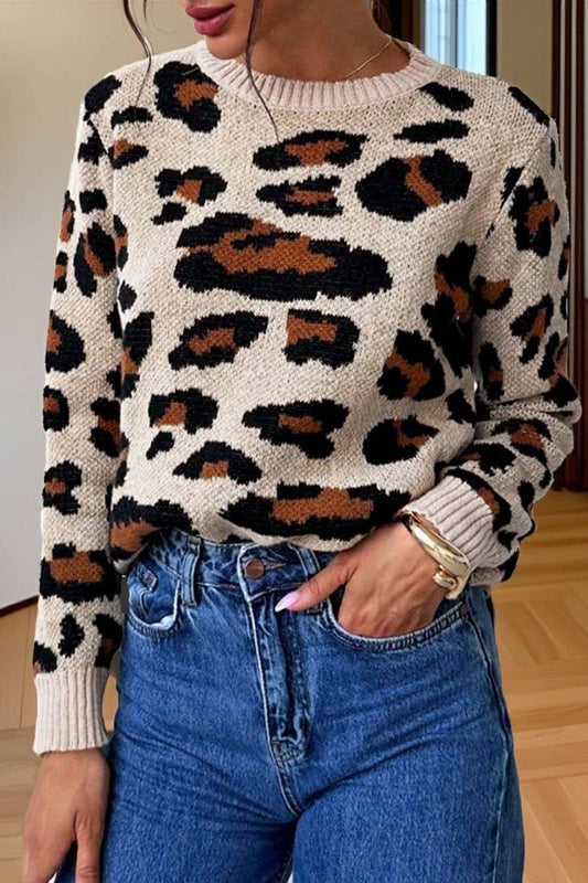 CWOSWL07421_COLORBLOCK LEOPARD PRINT PULLOVER SWEATER