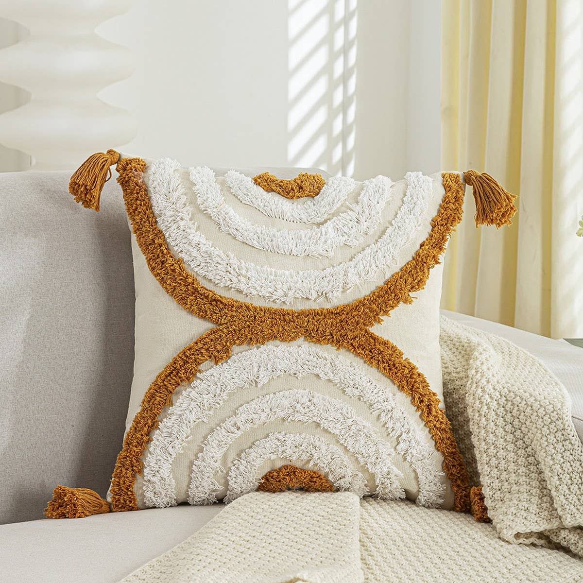 Cream Vintage Sofa Pillow Cover Waist Cushion