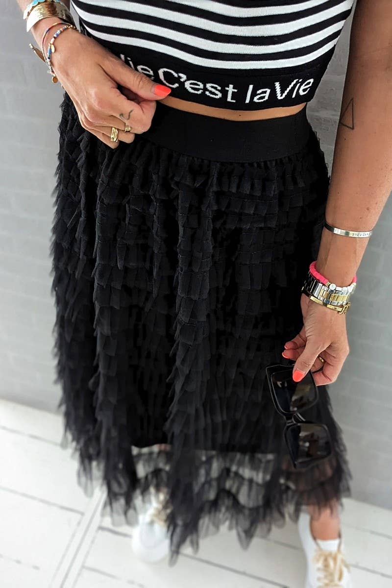 CWBLS0633_NEW SUMMER MESH PATCHWORK SKIRT