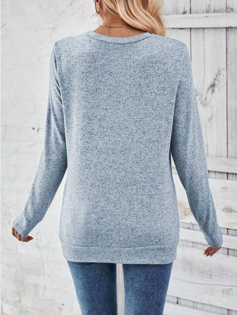 SOLID COLOR LONG-SLEEVED CUT-OUT CASUAL SHIRT