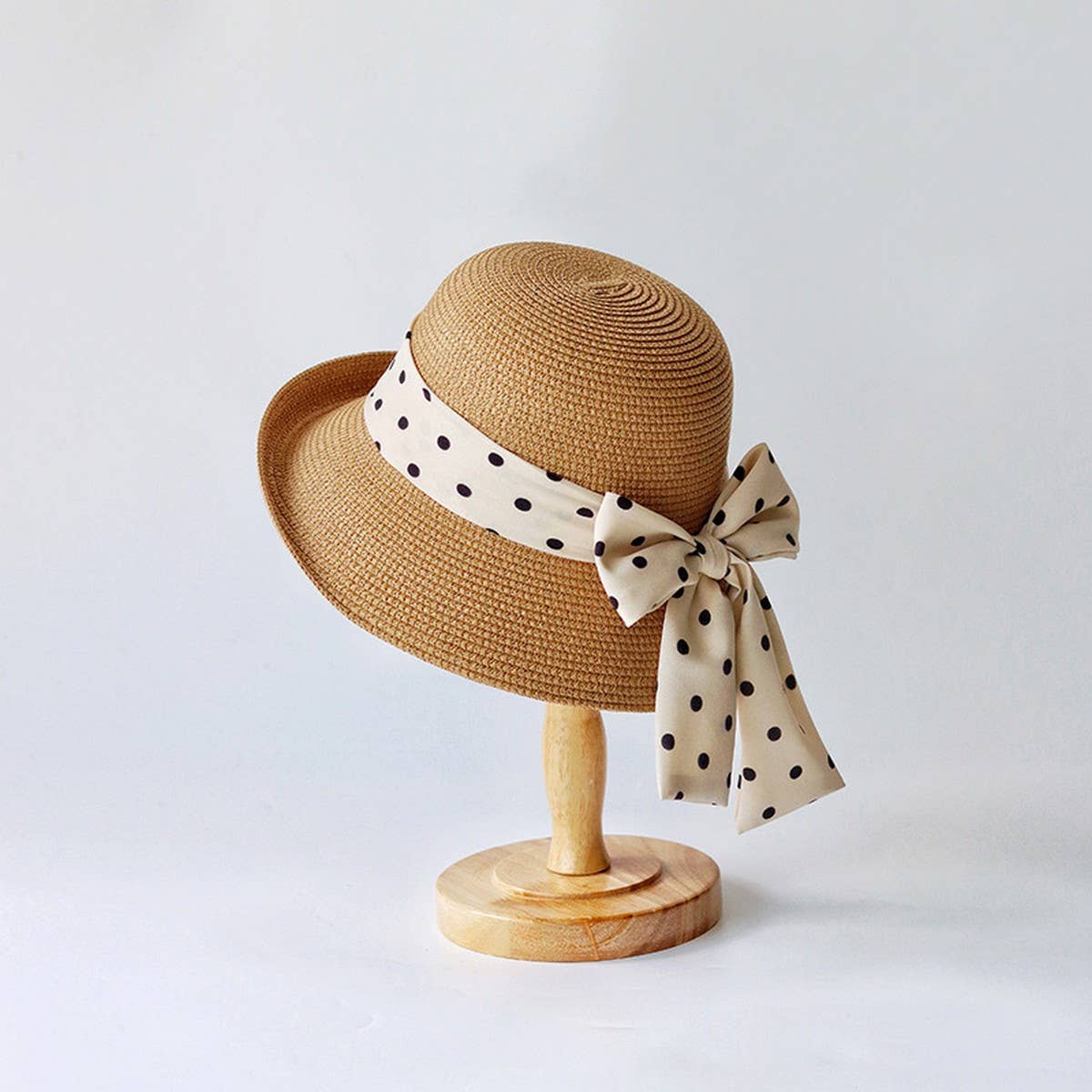 Summer women's polka dot bow straw hat_CWAH3507