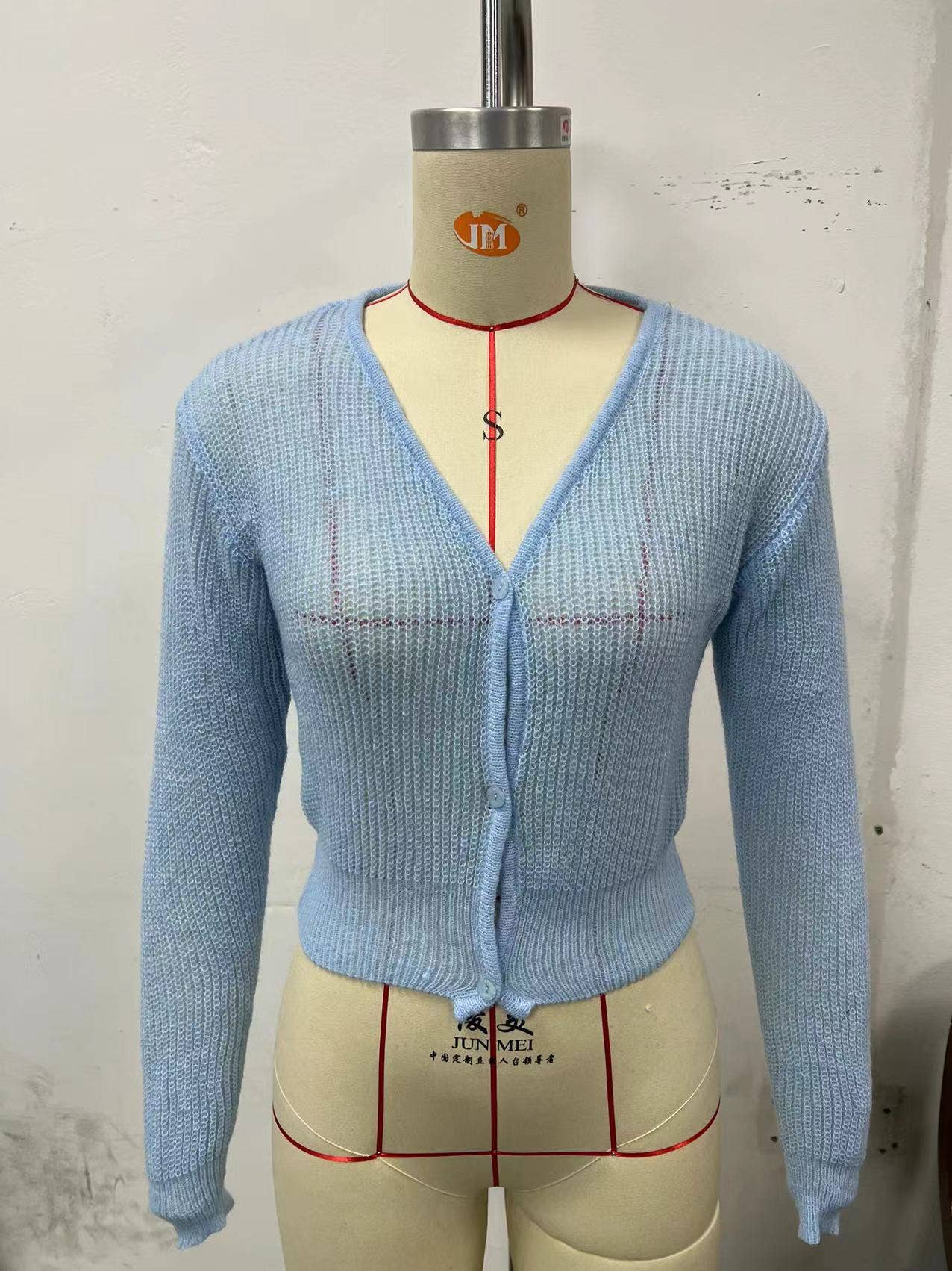 LONG SLEEVE PIT STRIP KNITTED ELASTIC CARDIGAN