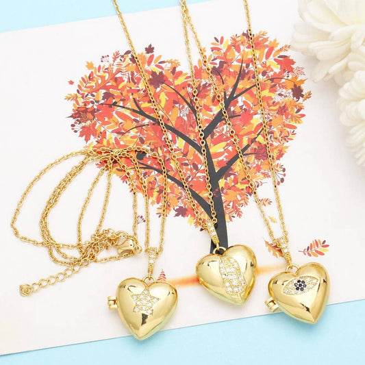 GOLD HEART SHAPED PENDANT NECKLACE