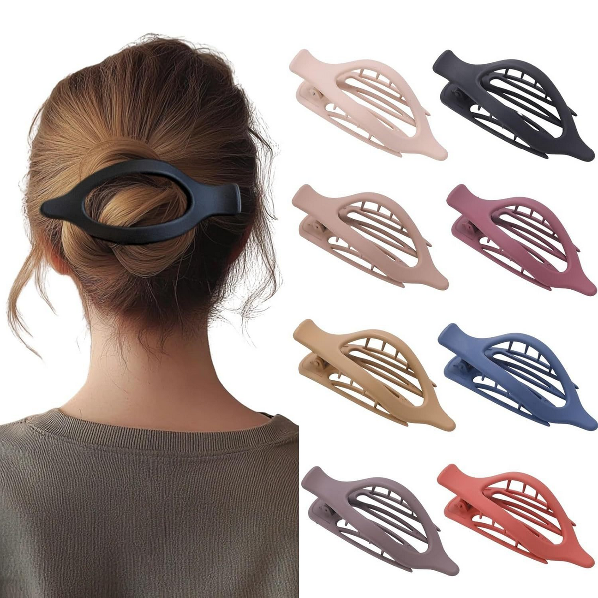 Glossy Matte Oval Hair Clip - Large Duckbill Style
