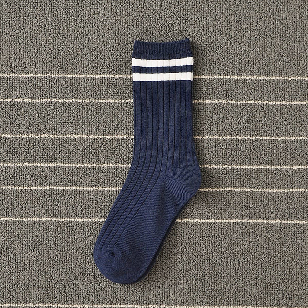 WO-STRIPED PREPPY MID-LENGTH SOCKS