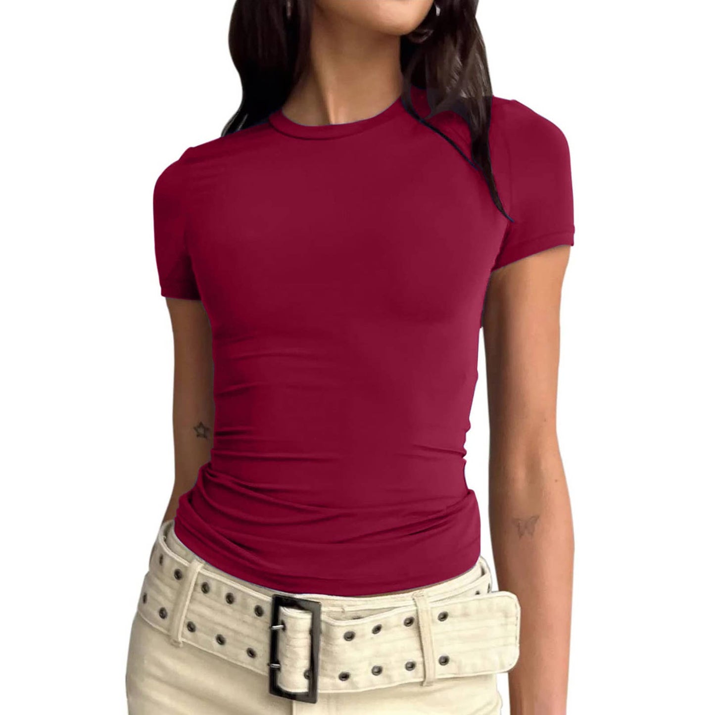 Solid-color slimming milk silk brushed undershirt