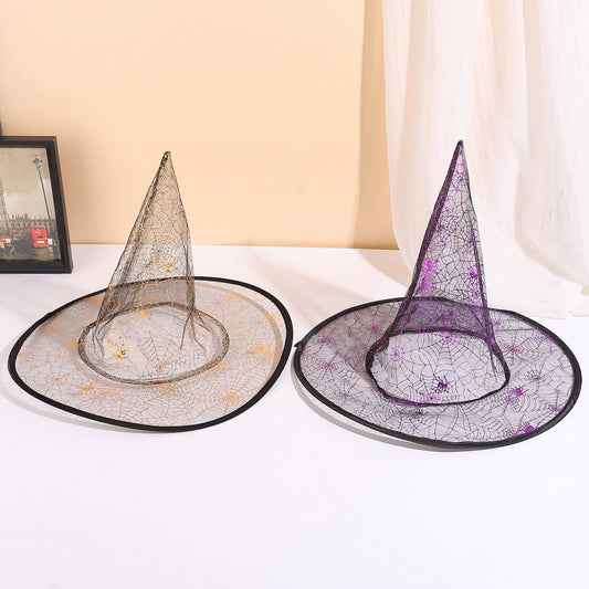 CWAH4029_HALLOWEEN PARTY SPIDER WEB WITCH HAT
