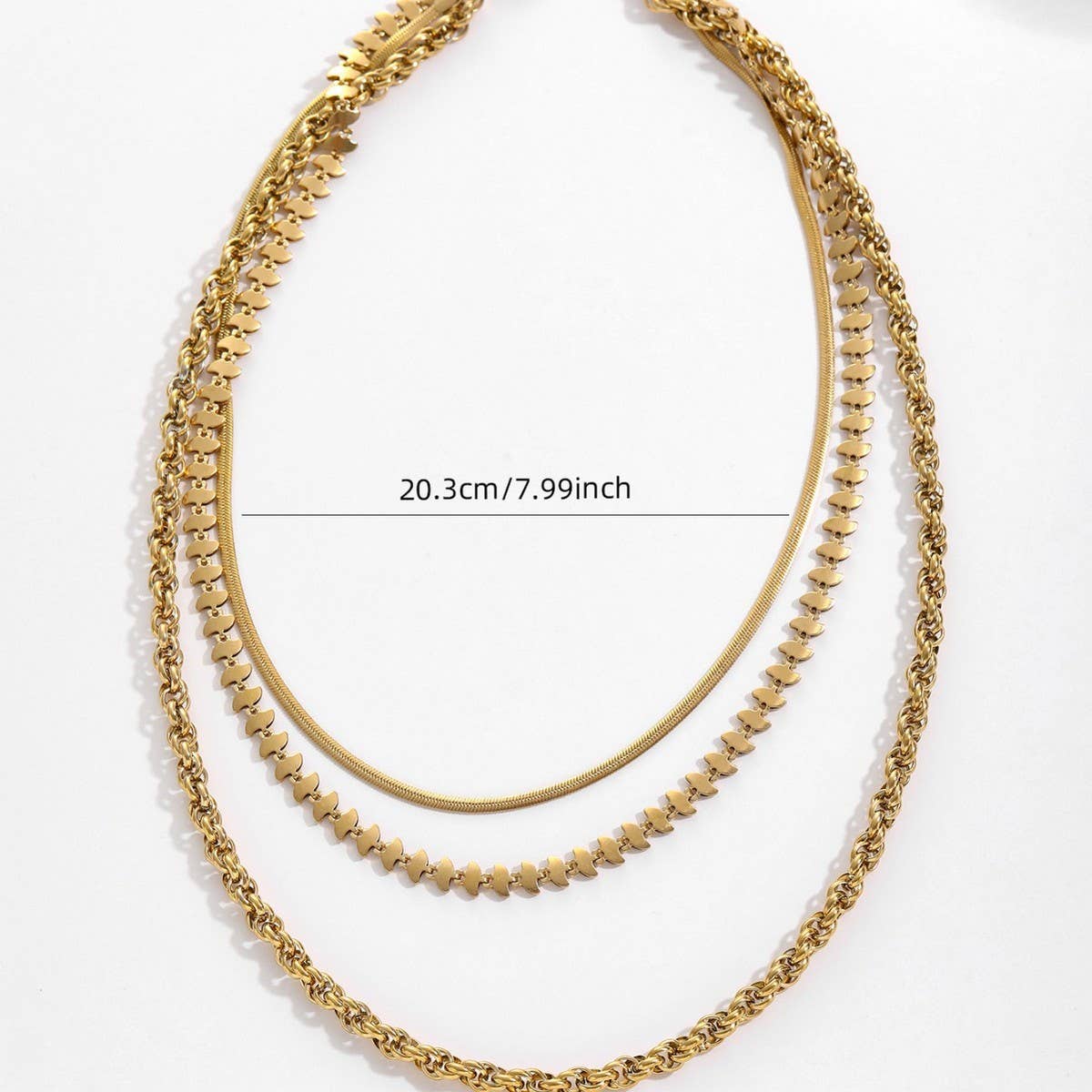 SNAKE BONE TWISTED TOOTH THREE-LAYER NECKLACE_CWMM3693