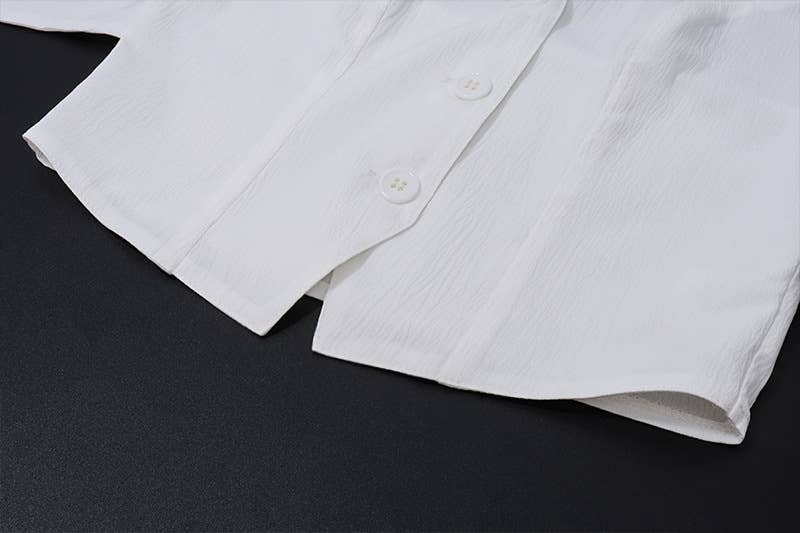 V-neck halter top, low-waist slit skirt set