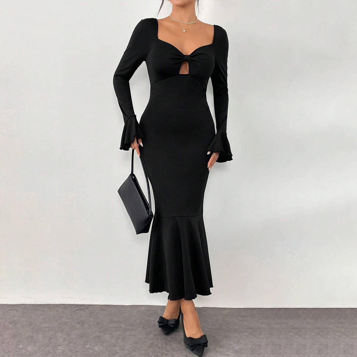 SLIM-FIT FISH TAIL WRAP HIP LONG SKIRT SEXY DRESS