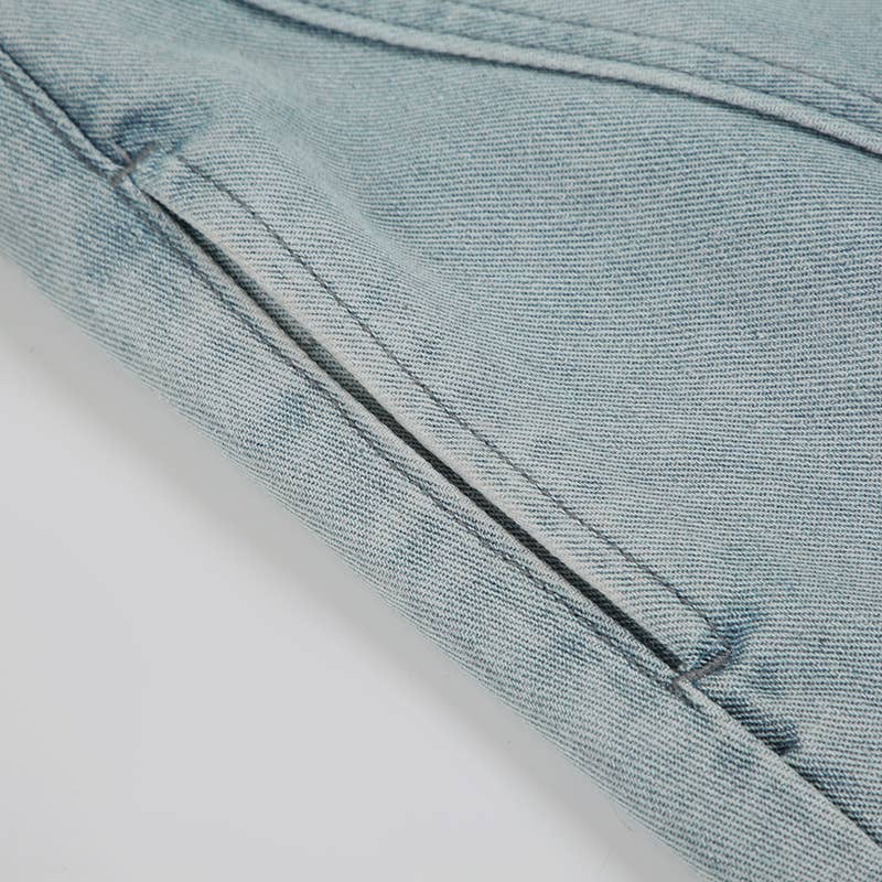 Deconstructed casual loose wide-leg jeans