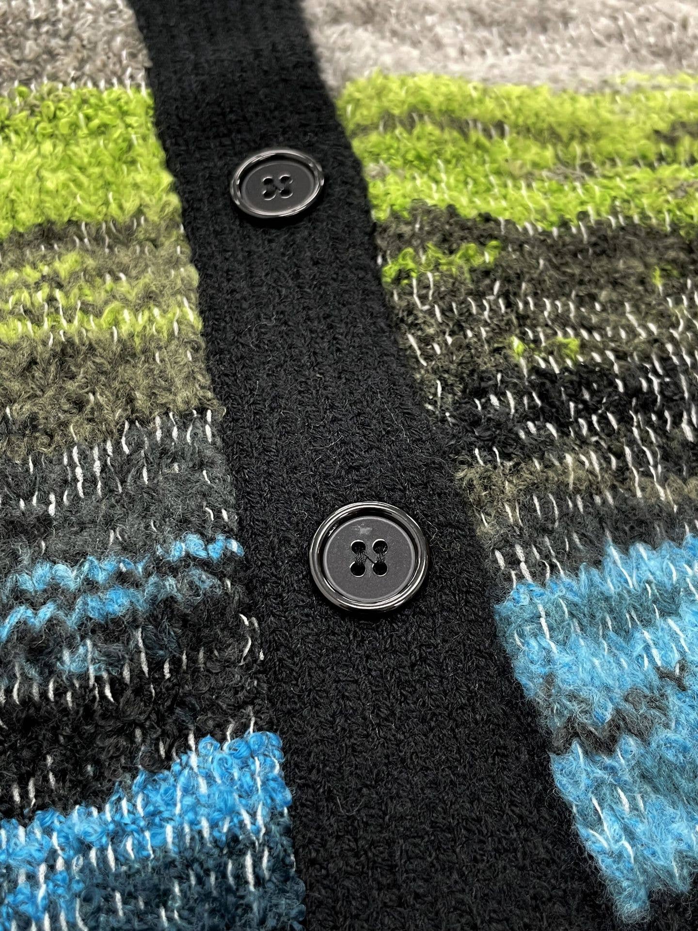 Gradient Striped V-Neck Knitted Cardigan