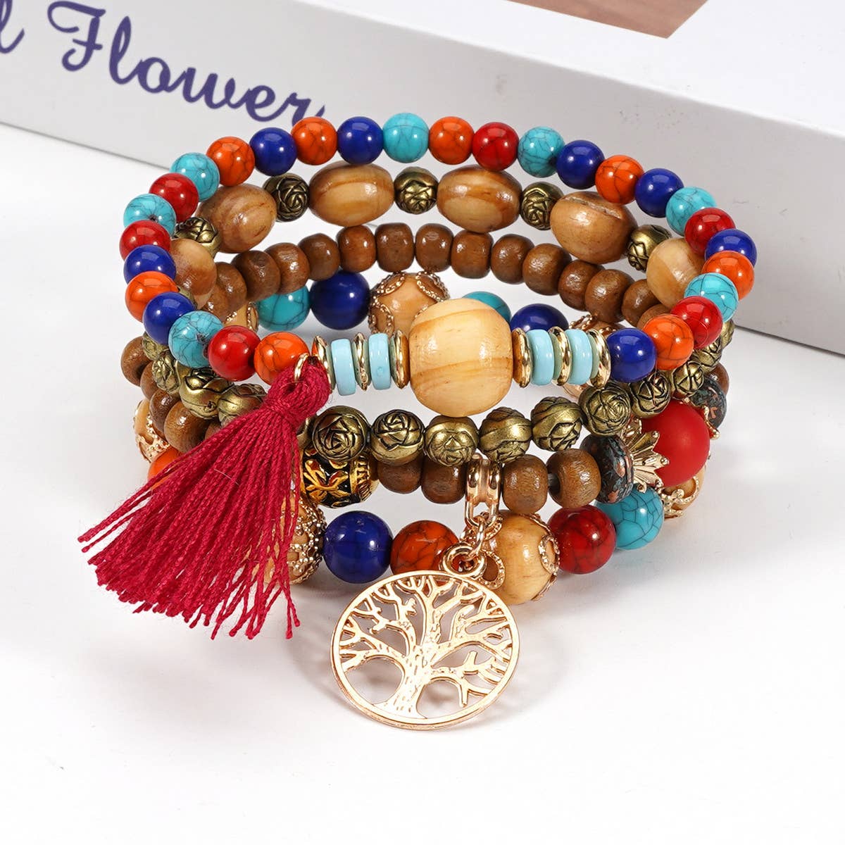 ROSE HANDMADE WOODEN BEAD BRACELET