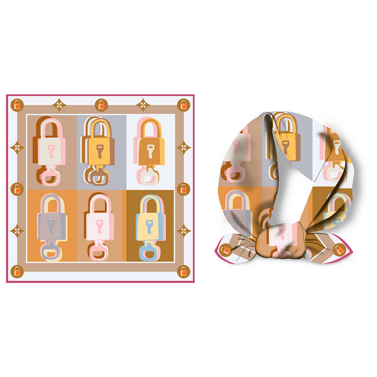 NEW COLOR BLOCK PRINTED SQUARE SCARF