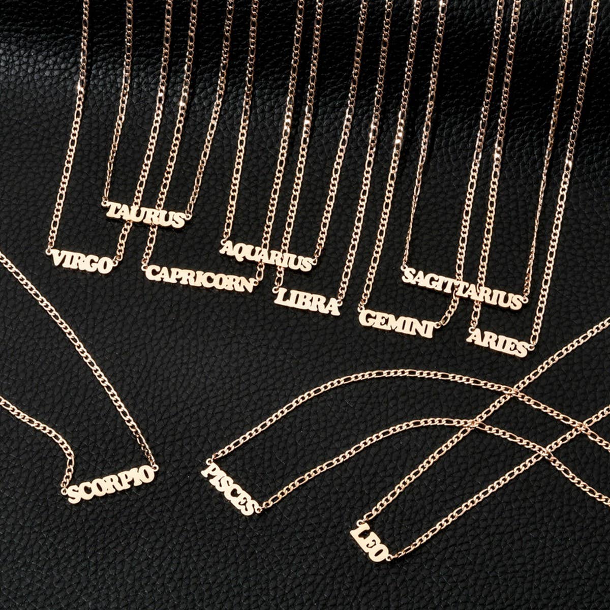 SIMPLE TWELVE ZODIAC STAINLESS STEEL GOLD NECKLACE_CWMM2726