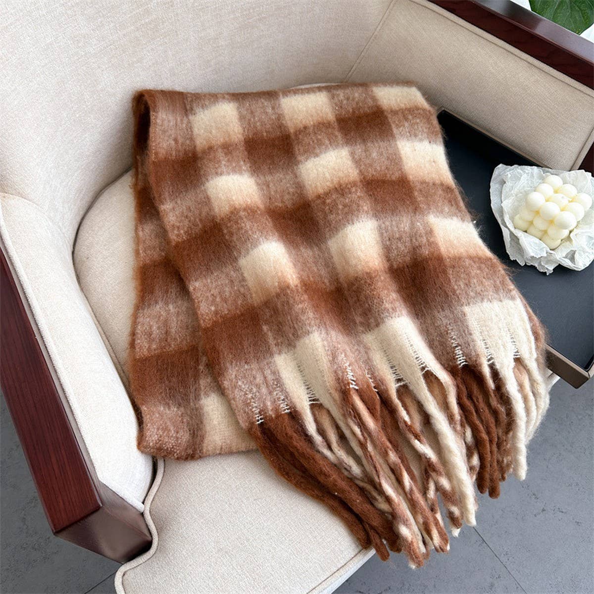 Plaid Winter Scarf Shawl - Thick Soft Unisex Wrap_CWASC0964