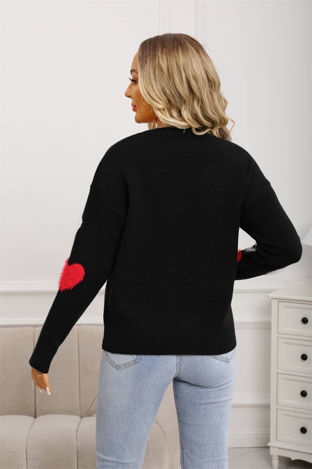 Valentine's day little hearts jacquard sweater
