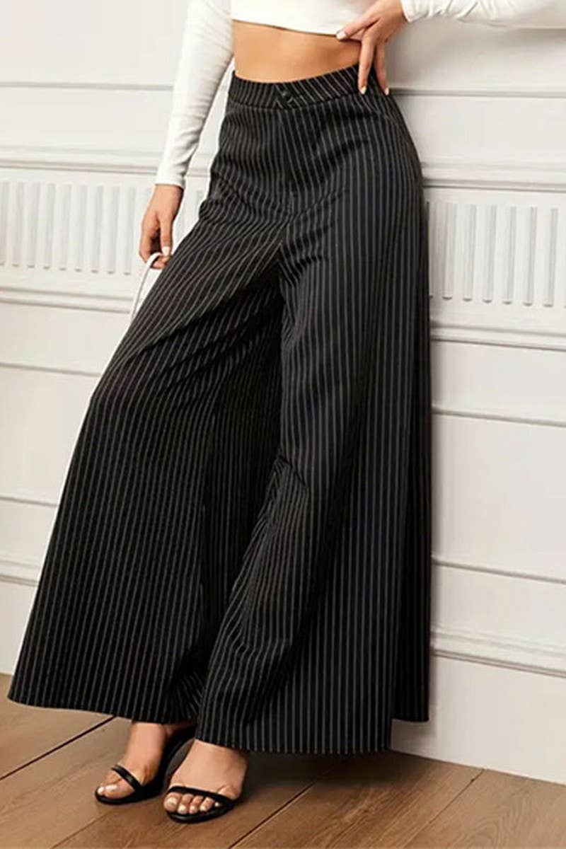 CWBLP1933_SUMMER STRIPED LOOSE CASUAL WIDE-LEG PANTS