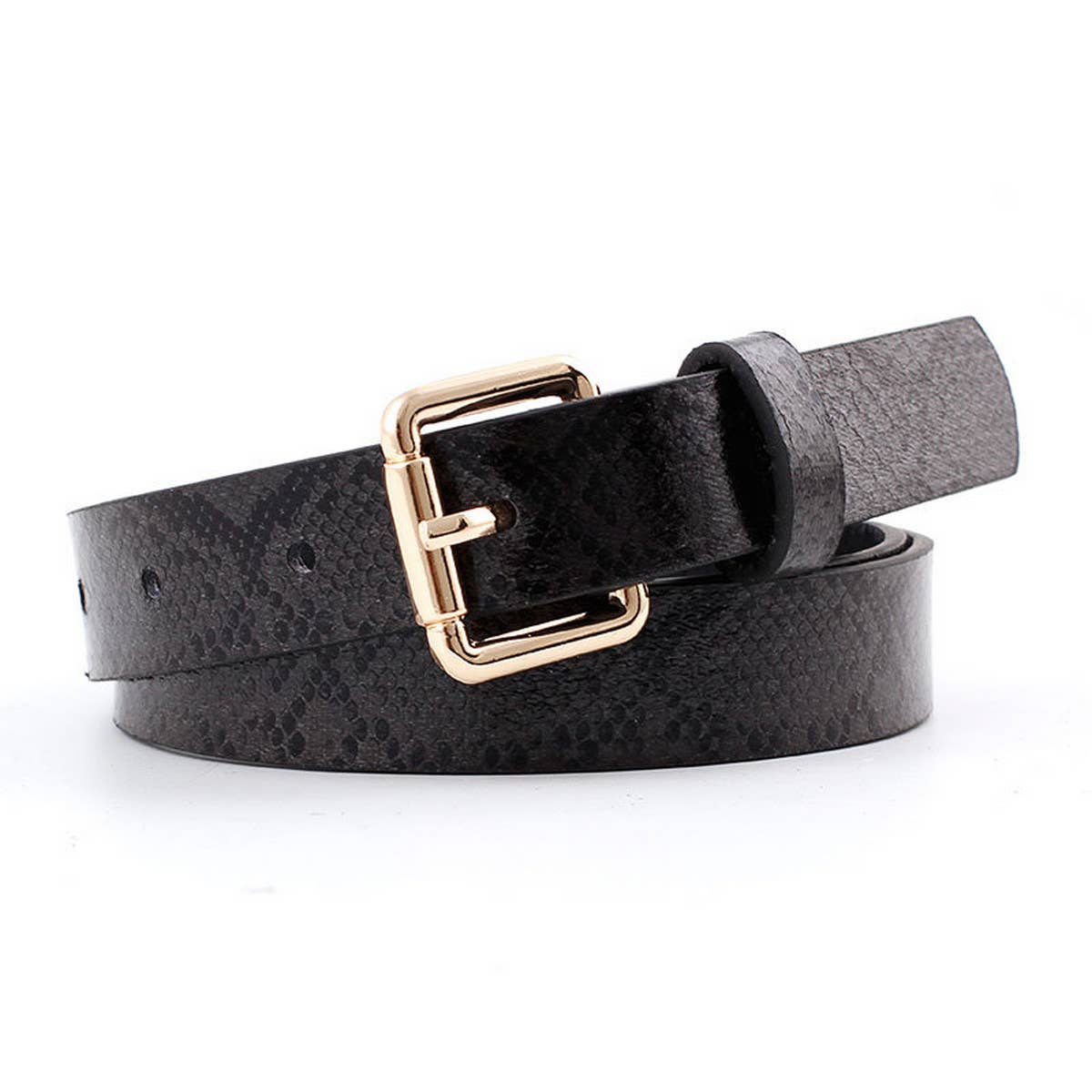 CWABE0882_RETRO CASUAL SNAKE PRINT THIN BELT