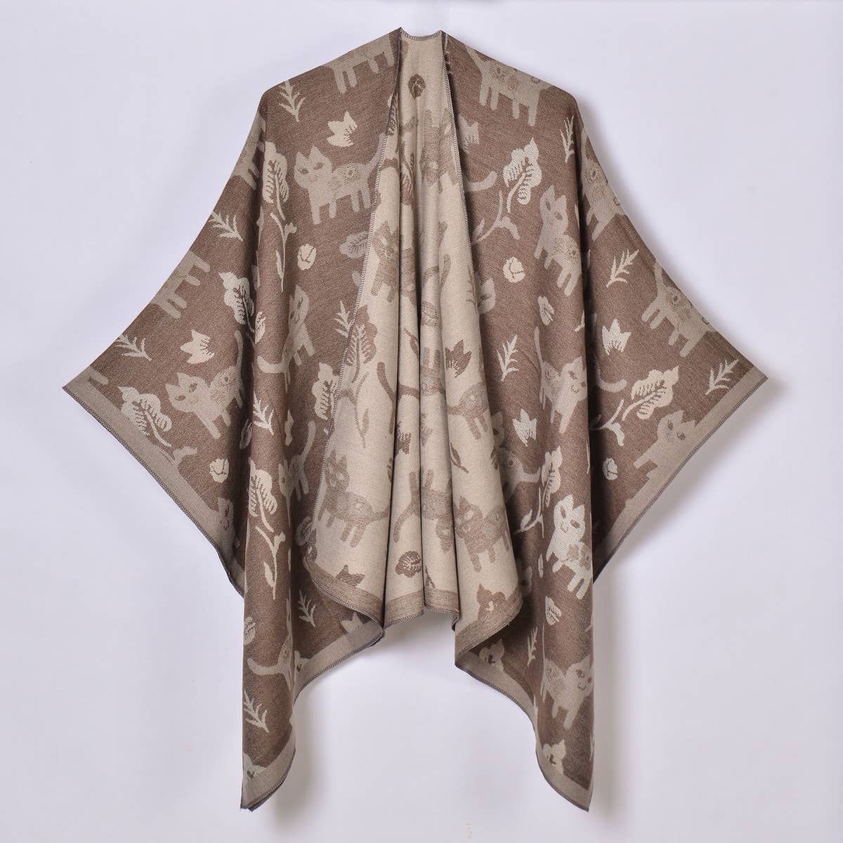 DOUBLE-SIDED JACQUARD CARDIGAN SHAWL