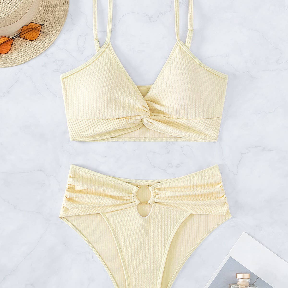 BEACH SUSPENDER BIKINI TWO PIECE SWIMSUIT_CWMW0793