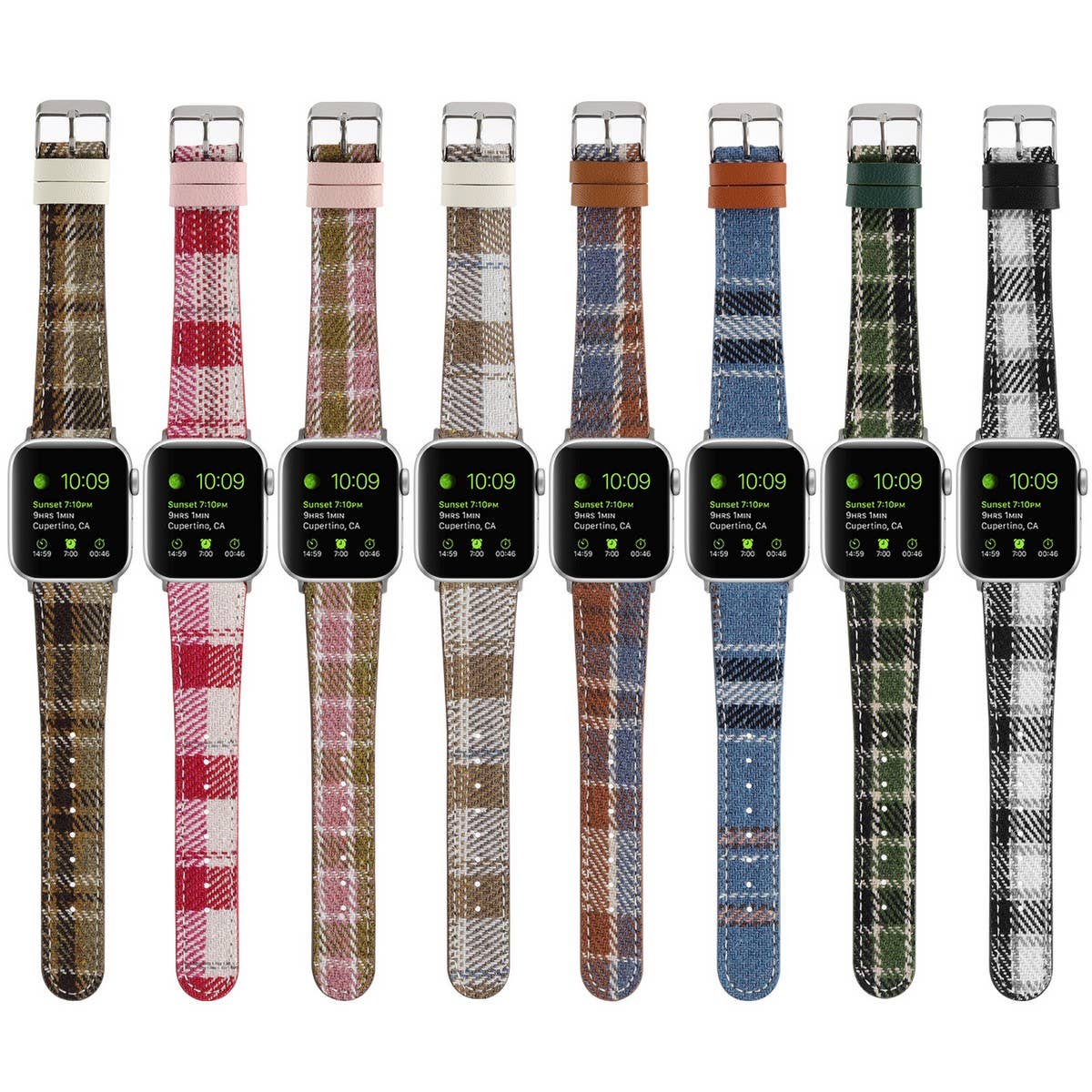 IWATCH8-1 PLUSH CHECKERED LEATHER STRAP