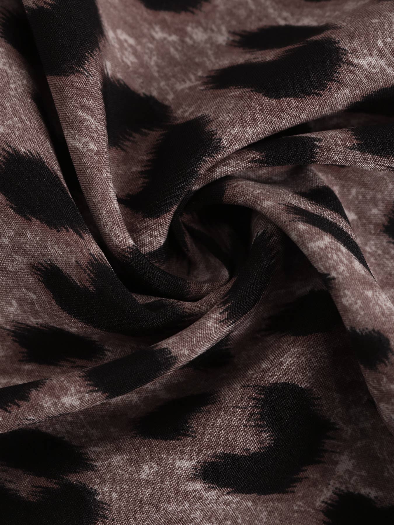 Leopard Print V-Neck Long Sleeve High Waist Dress