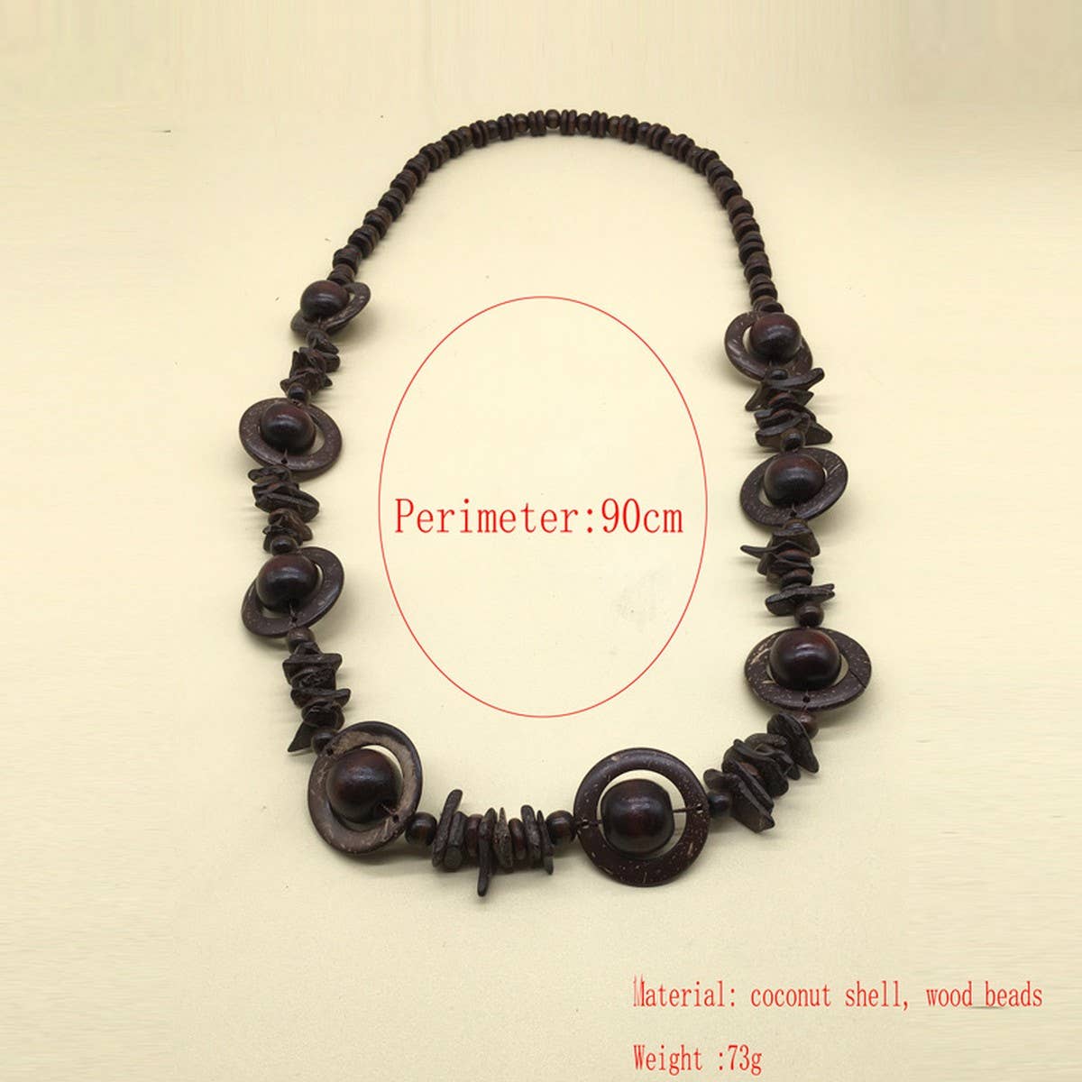 COCONUT WOOD BEAD SINGLE LAYER SWEATER CHAIN