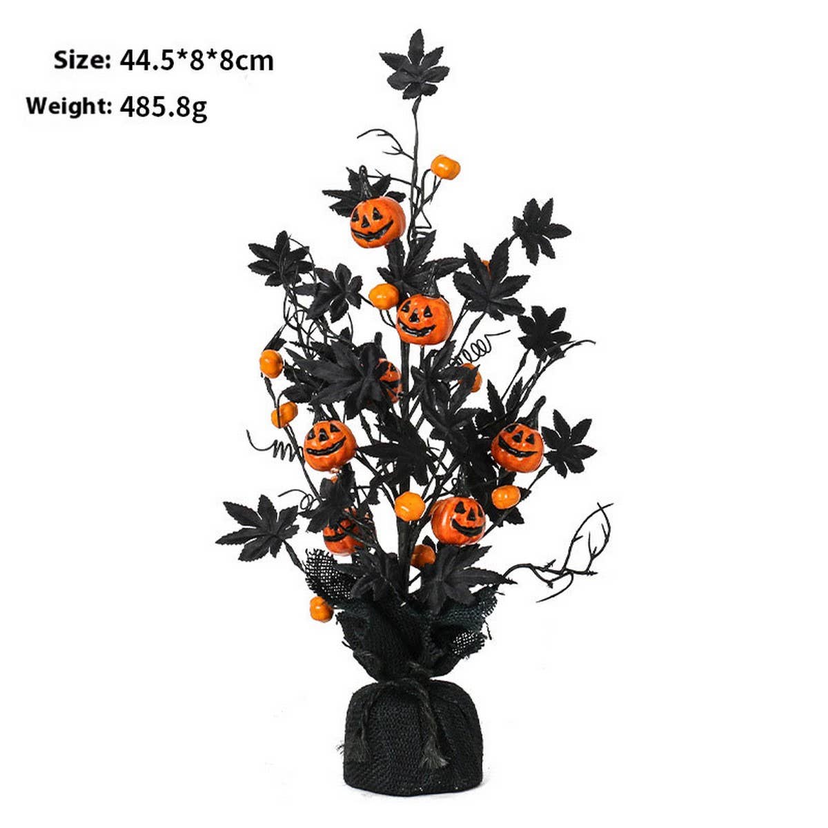 Black Halloween Pumpkin Maple Leaf Decor Tree_CWMM9828