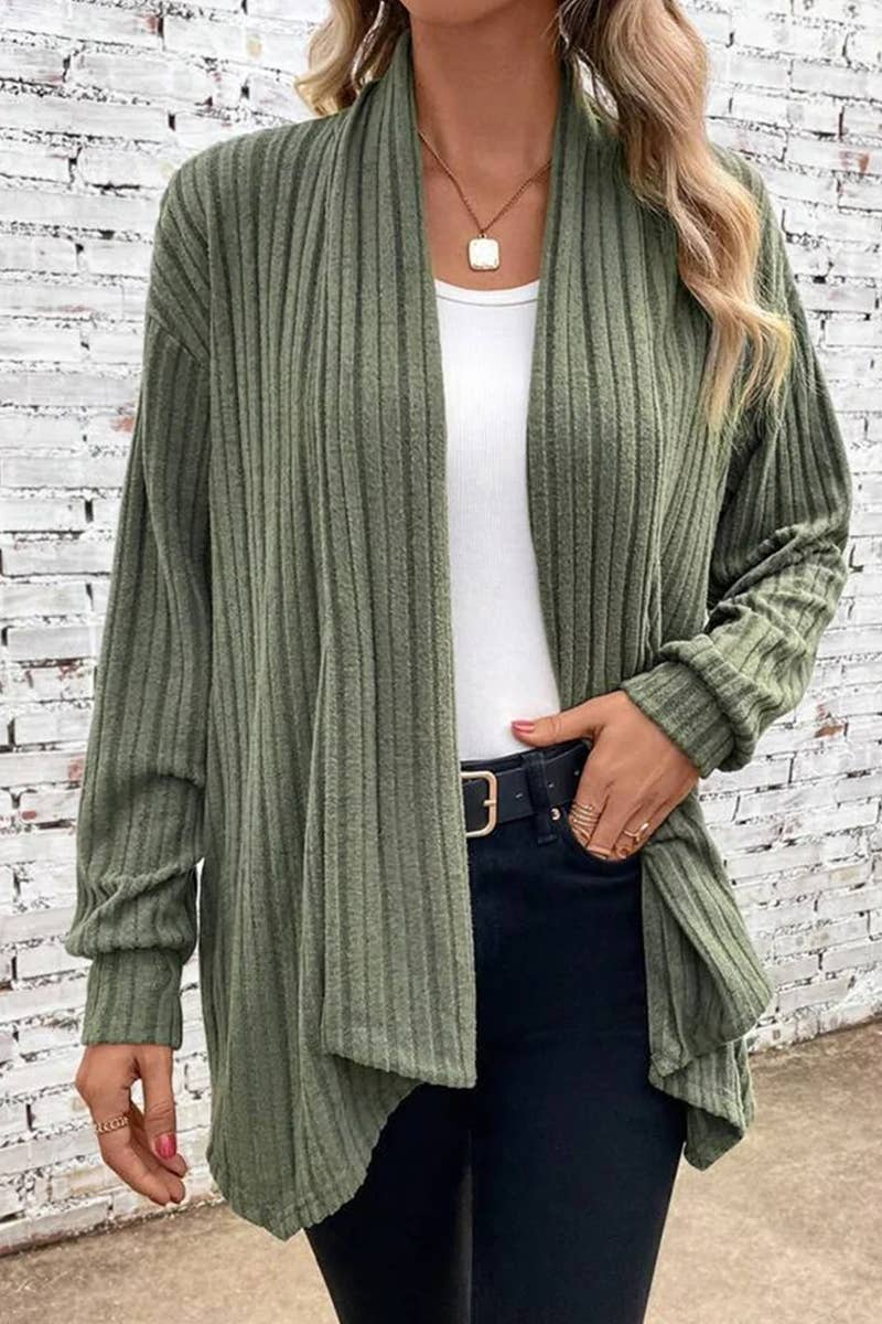 SOLID COLOR LOOSE UNBUTTONED CARDIGAN JACKET
