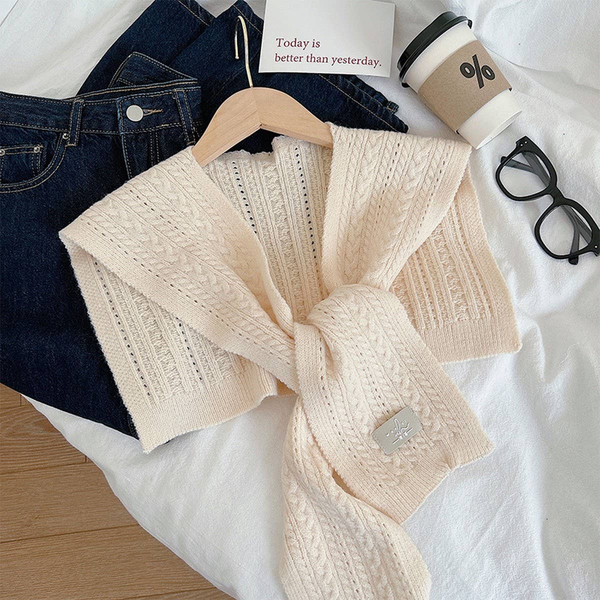 CWMM10402_SOLID KNIT SHAWL CAPE SCARF FOR WOMEN