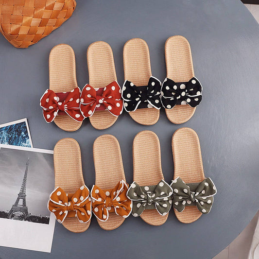 Linen Indoor Slippers for Women, Non-Slip