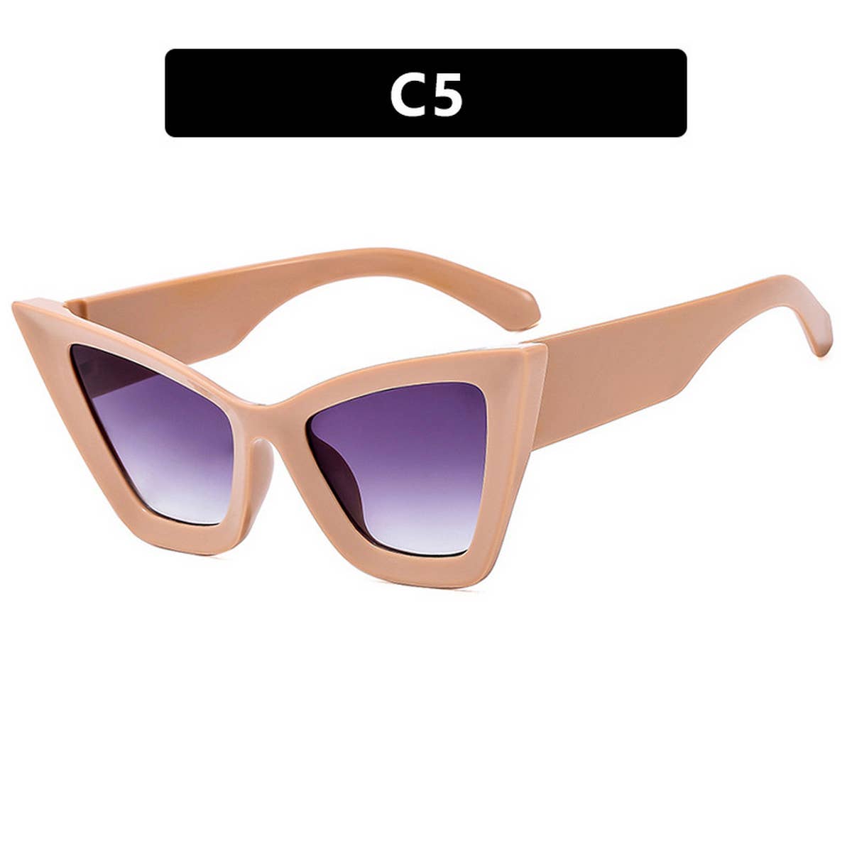 UV PROTECTION LARGE FRAME CAT EYE SUNGLASSES