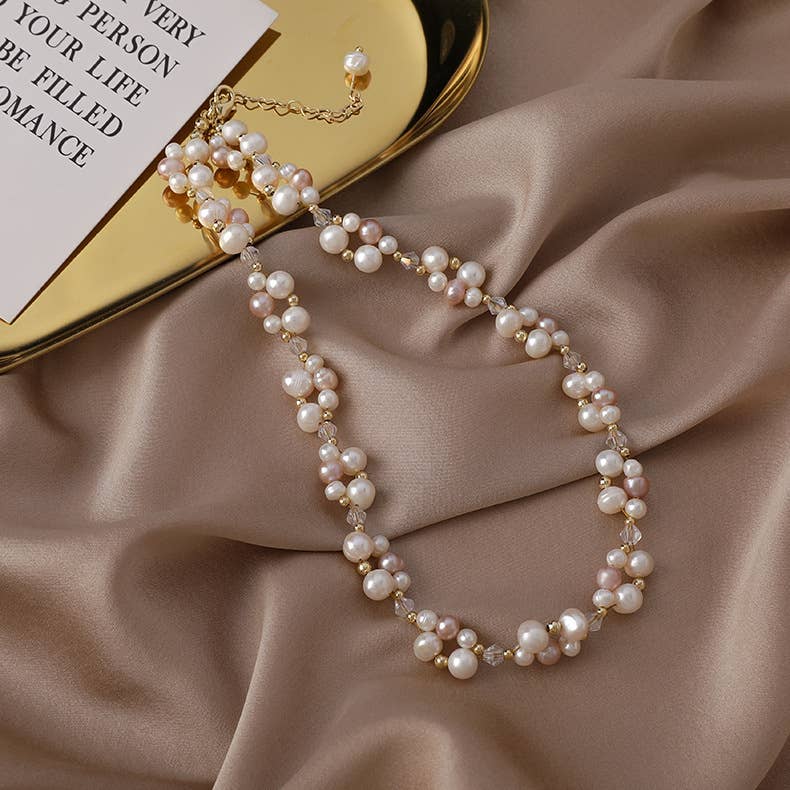 Niche design freshwater pearl patchwork bracelet