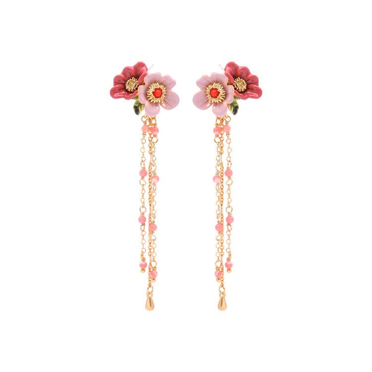 French enamel and colored glaze flower earrings