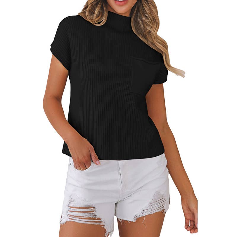 Solid color turtleneck simple thread sweater