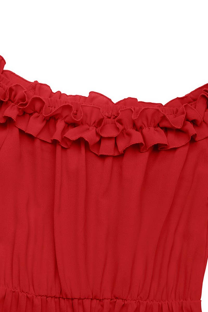 CWDMD6284_SOLID COLOR OFF-SHOULDER LONG SLEEVE DRESS