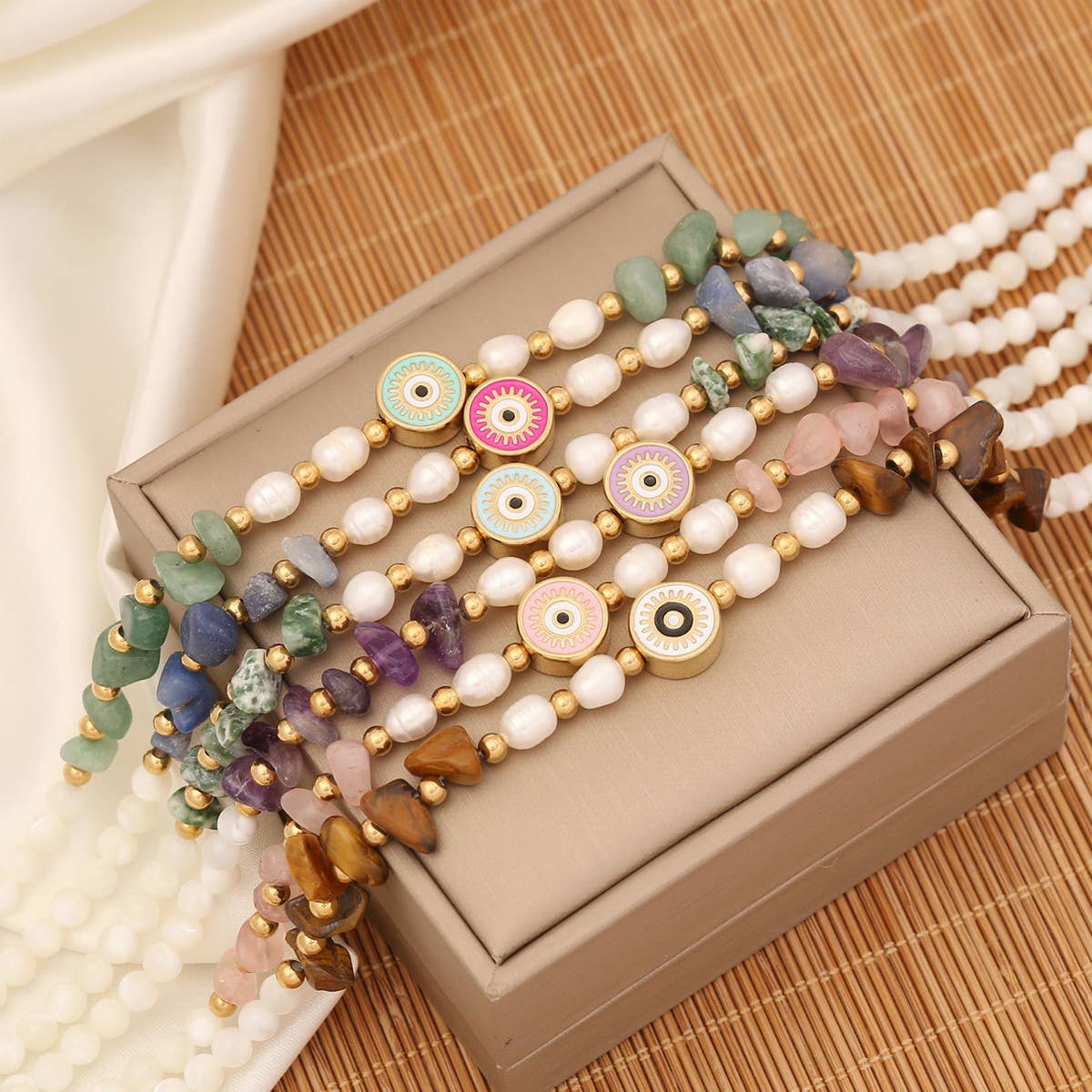 FASHION EYE PENDANT NATURAL STONE NECKLACE_CWAJE0651