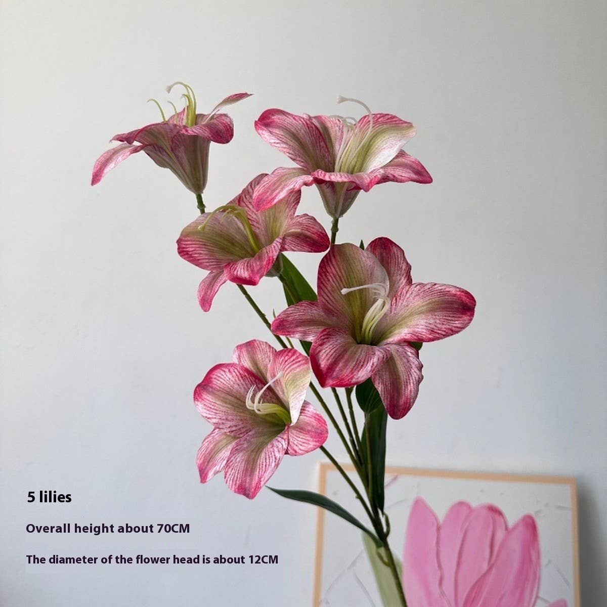 Artificial Amaryllis Lily Stem with 5 Blooms_CWMM6503