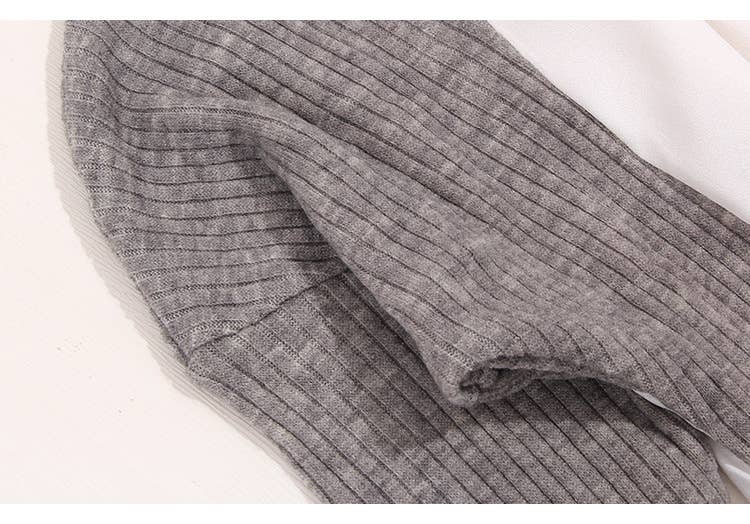 Patchwork Knit Color Contrast Long-Sleeved Shirt