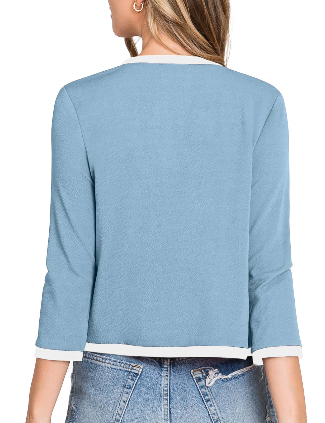 CWOBL103_3/4 Sleeve Bolero Open Front Cardigan