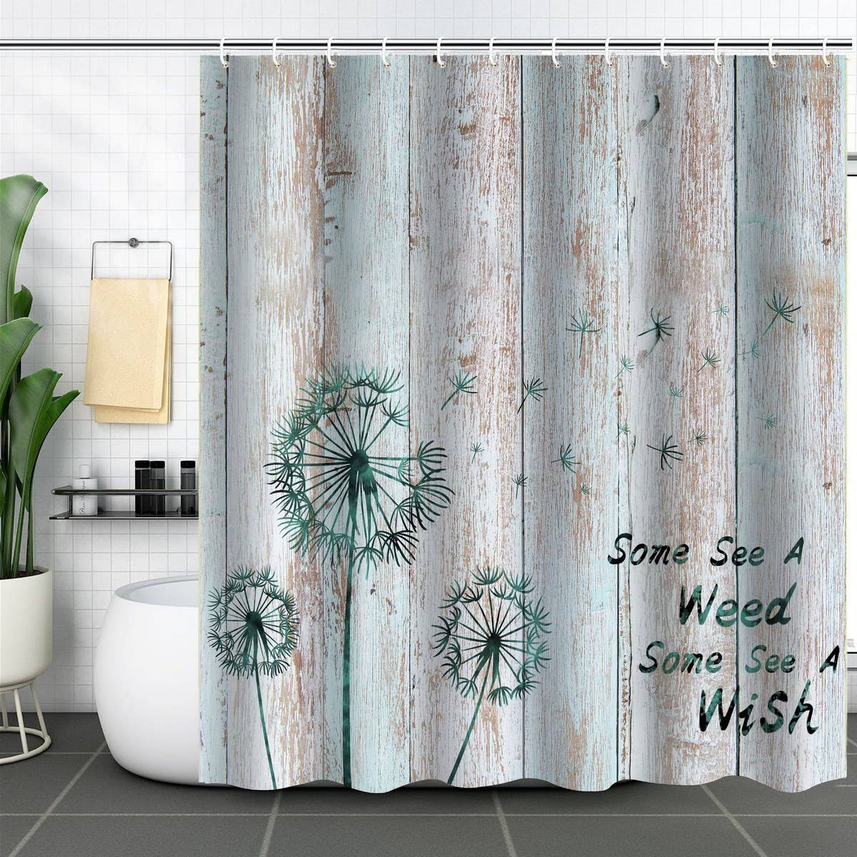 DANDELION FLOWER WATERPROOF SHOWER CURTAIN
