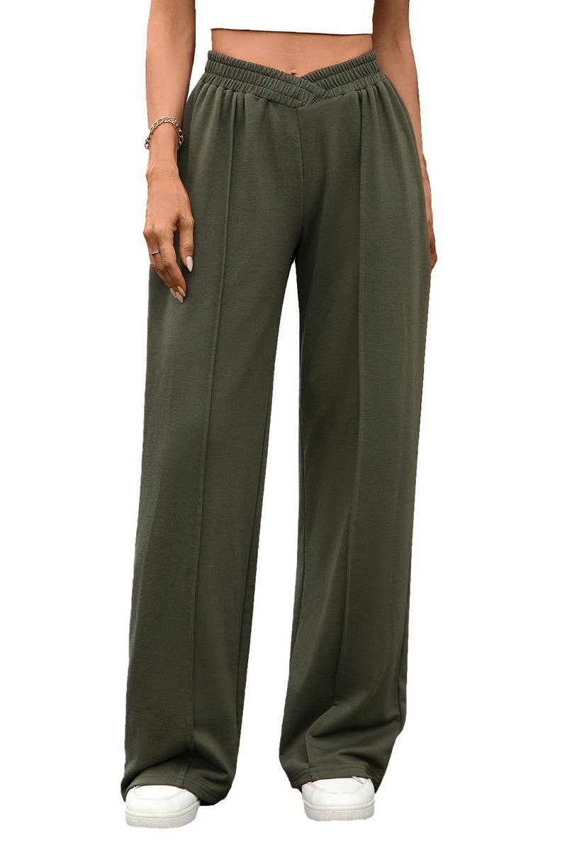CWBLP01091_CASUAL ELASTIC WAIST WIDE LEG TROUSERS