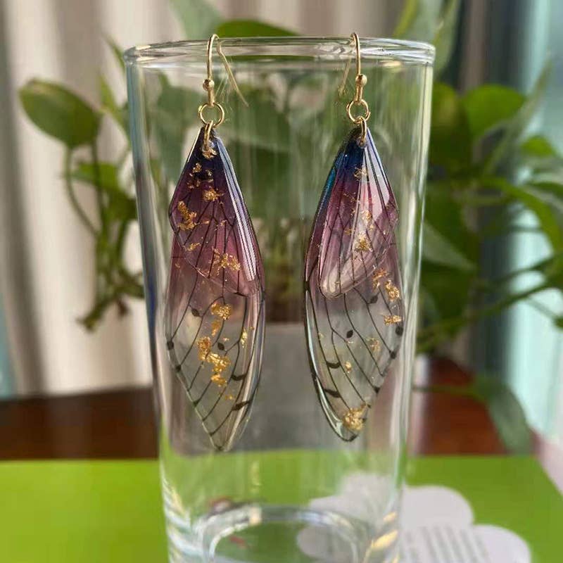 S925 Silver Cicada Wing Wing Butterfly Earrings