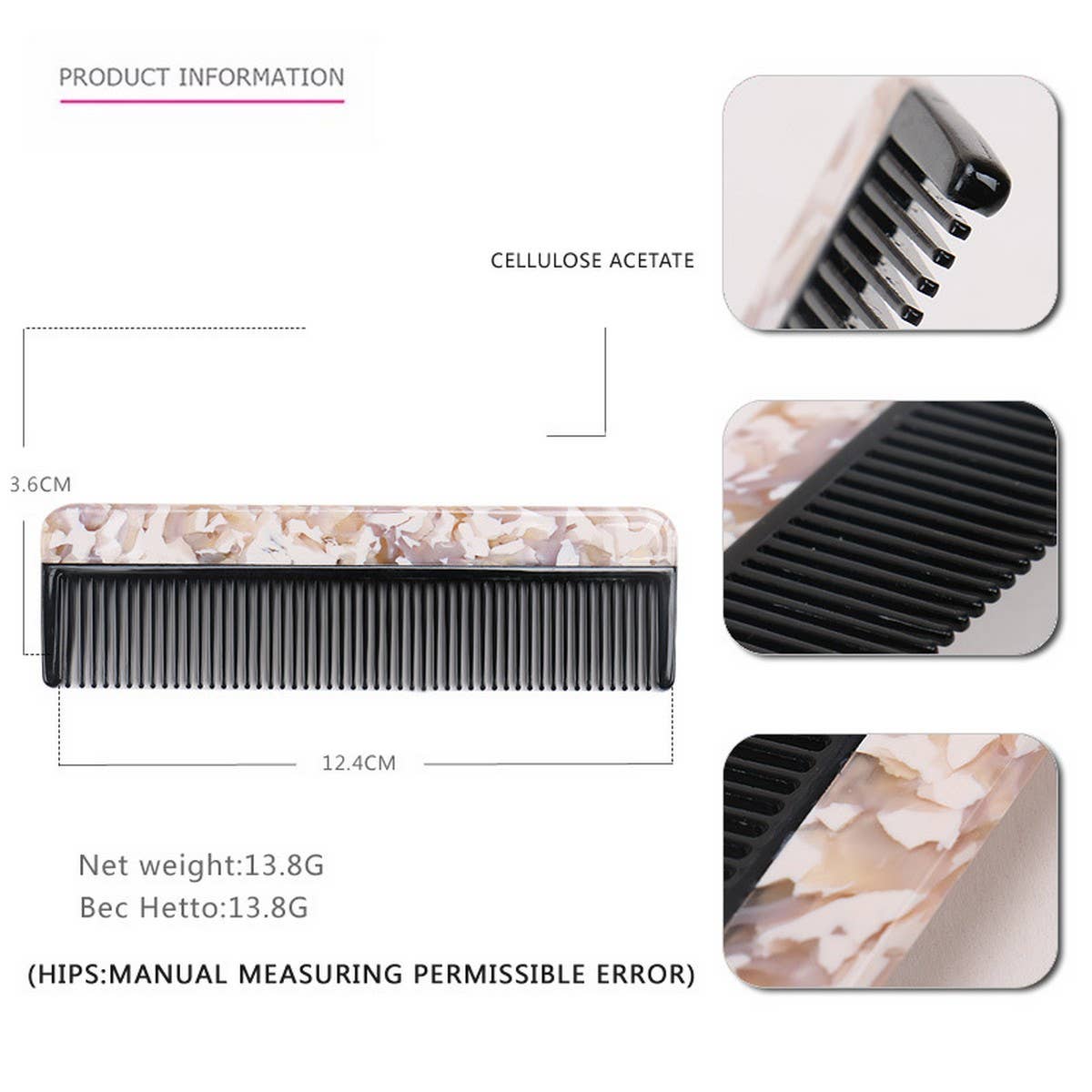 4MM TORTOISESHELL ACETATE HAIR COMB GRADIENT COMB_CWAHA4193