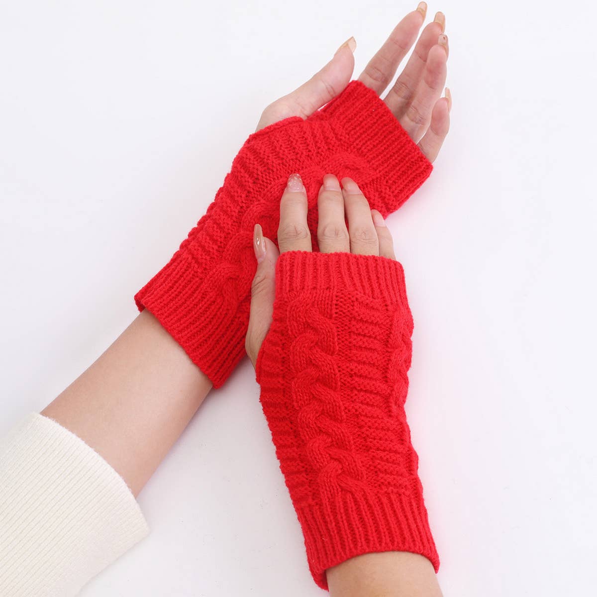 FASHION SHORT TWIST FINGERLESS GLOVES_CWAG0092