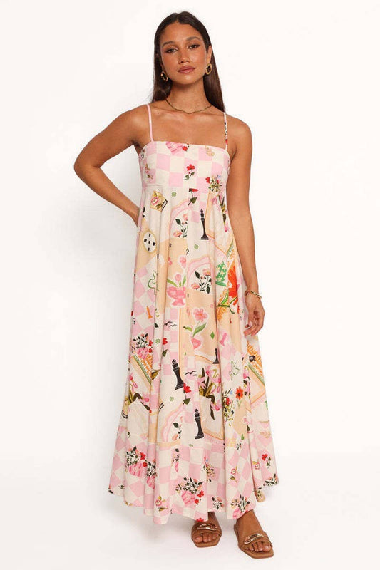 CWDMD5985_FLORAL PRINT SPAGHETTI STRAP MAXI DRESS